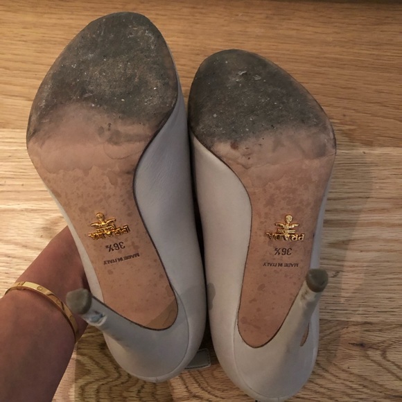 Prada Taupe Open Toe Bootie Heels. Sz 37 1/2. - Picture 4 of 6